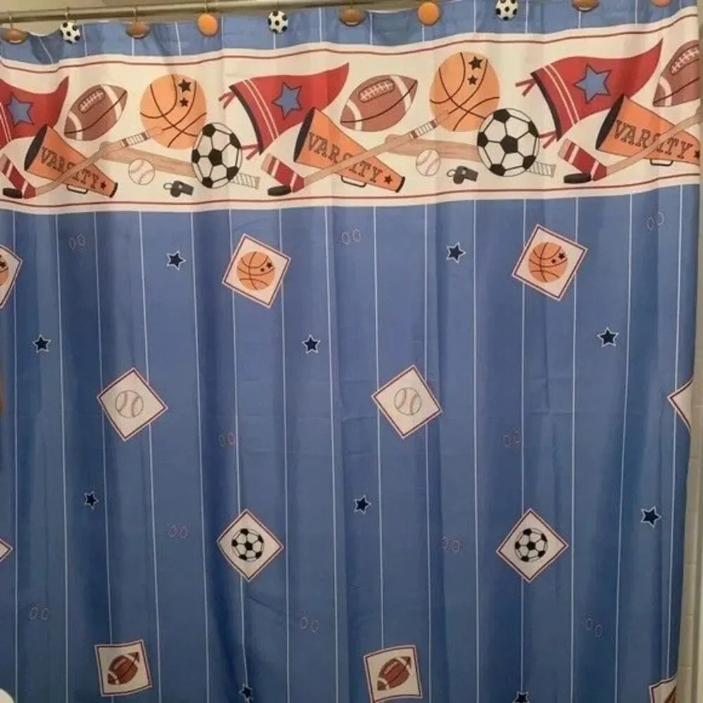 VARSITY SPORTS SHOWER CURTAIN  Mint Condition